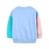 Kids Girls Color Block Embroidery Pullover GASD-8266