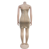 Solid Color Hot Drill Wrap Mini Dress BY-7079