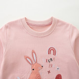 Kids Girls Rabbit Embroidered O Neck Sweatshirt GASD-8234