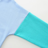Kids Girls Color Block Embroidery Pullover GASD-8266