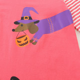 Halloween Kids Clashing Color Long Sleeve Dress GASD-1548