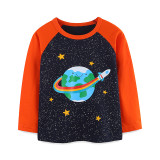 Kids Boys Fashion Planet Print Long Sleeve T-Shirt GASD-5395