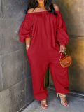One Shoulder Solid Wide Leg Jumpsuit GFDY-1312