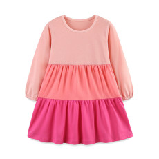 Kids Girl's Color Block Casual Princess Dress GASD-1563