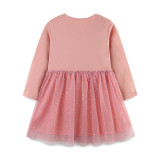 Kids Girls Long Sleeve Mesh Embroidered Princess Dress GASD-1567