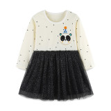 Kids Girls Mesh Round Neck Casual Dress GASD-1561