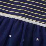 Kids Girls Cartoon Embroidered Striped Princess Dress GASD-1554