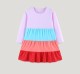 Kids Girls Long Sleeve Color Block Dress GASD-1566