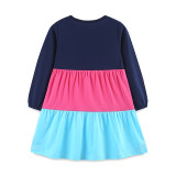 Kids Girls Color Block Long Sleeve Princess Dress GASD-1564