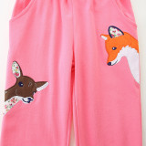 Kids Girls Animal Patch Embroidered Sweatpants GASD-3128