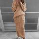Plus Size Solid Color Long Sleeve Sweater Skirt  Set  GBLH-820#