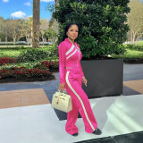 Zipper Color Block Long Sleeve Pant Suit SFY-554