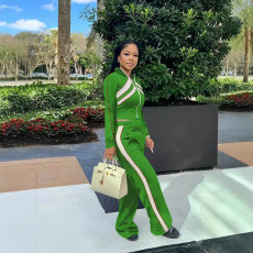 Zipper Color Block Long Sleeve Pant Suit SFY-554