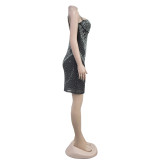 Hot Drill Backless Sling Mini Dress BY-C7035