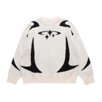 Long Sleeve Loose Knits Print Sweater GBLH-9878#
