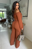 Fashion One Shoulder Solid Color Long Sleeve Two Piece Set ORY-5262