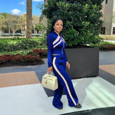Zipper Color Block Long Sleeve Pant Suit SFY-554