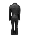 Suit Leather Coat Sport Pants 2 Piece Set LSD-2257