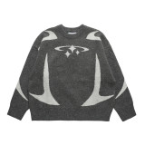Long Sleeve Loose Knits Print Sweater GBLH-9878#