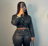 Suit Leather Coat Sport Pants 2 Piece Set LSD-2257