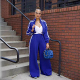 Striped Patchwork Zipper Thickened Two-piece Pants Set SFY-562