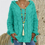 Solid Color Twist Knit Hoodie Sweater(Without Necklace) GBLH-1058#