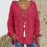 Solid Color Twist Knit Hoodie Sweater(Without Necklace) GBLH-1058#