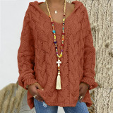 Solid Color Twist Knit Hoodie Sweater(Without Necklace) GBLH-1058#