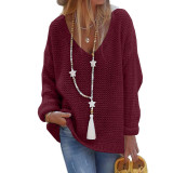 V-Neck Long Sleeve Knit Sweater GBLH-156#