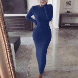 Fashion Twist Long Sleeve Woolen Knit Dress  GBLH-2808#