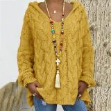 Solid Color Twist Knit Hoodie Sweater(Without Necklace) GBLH-1058#
