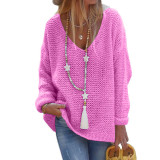 V-Neck Long Sleeve Knit Sweater GBLH-156#