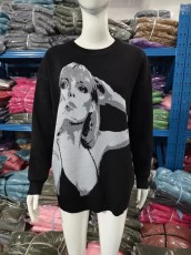 Loose Print Long Sleeve Sweater GBLH-9870#