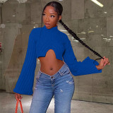 Long Sleeve Tight Irregular Sweater GBLH-9815#