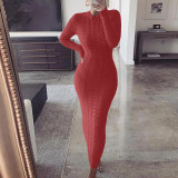 Fashion Twist Long Sleeve Woolen Knit Dress  GBLH-2808#
