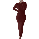 Fashion Twist Long Sleeve Woolen Knit Dress  GBLH-2808#