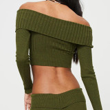 One Shoulder Long Sleeve Knits Top GBLH-133231#
