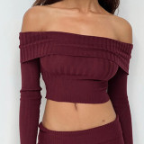 One Shoulder Long Sleeve Knits Top GBLH-133231#
