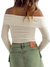 One Shoulder Long Sleeve Knits Top GBLH-133231#