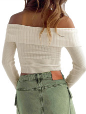 One Shoulder Long Sleeve Knits Top GBLH-133231#