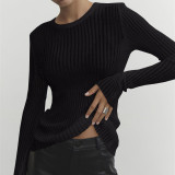 Long Sleeve Round Neck Thin Knit Top GBLH-9853#