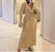 Long Sleeve V Neck Knits Maxi Dress GBLH-9516#