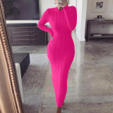 Fashion Twist Long Sleeve Woolen Knit Dress  GBLH-2808#