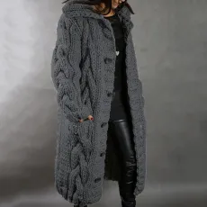 Plus Size Long Sleeve Cardigan Sweater Coat GBLH-92288#