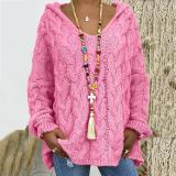 Solid Color Twist Knit Hoodie Sweater(Without Necklace) GBLH-1058#