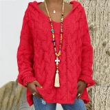 Solid Color Twist Knit Hoodie Sweater(Without Necklace) GBLH-1058#