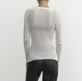 Long Sleeve Round Neck Thin Knit Top GBLH-9853#