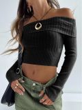 One Shoulder Long Sleeve Knits Top GBLH-133231#
