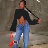 Long Sleeve Tight Irregular Sweater GBLH-9815#