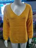 V-Neck Long Sleeve Knit Sweater GBLH-156#